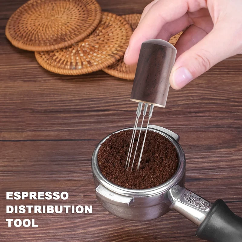 Espresso Coffee Stirrer Hand Tampers Coffee Stirring Needle Type Distributor With Cleaning Brush