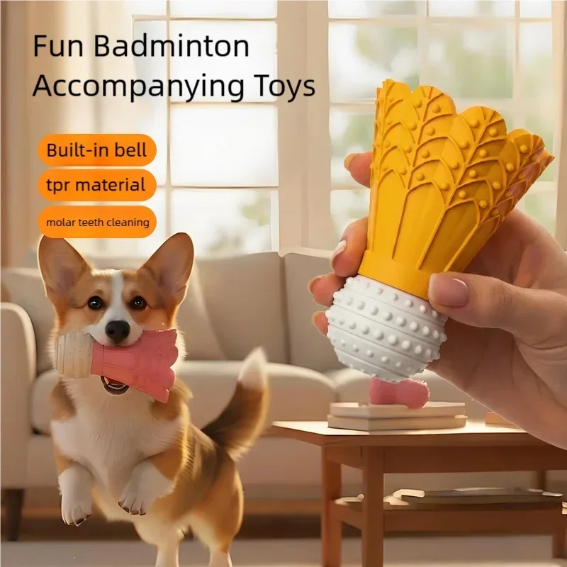 Dog toy badminton ball, unbreakable, self-entertaining, entertaining, sound-making toy, for teething and dental cleaning