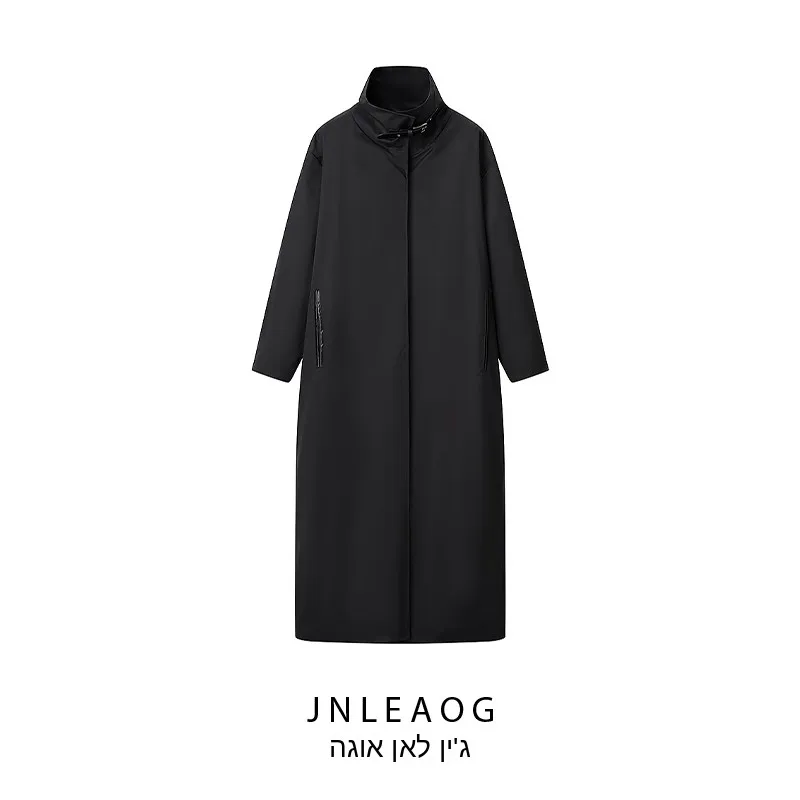 

JNLEAOG Autumn New Fashion Long Black Versatile Women's Coat Stylish Design High Quality Polyester Fiber Commute Style