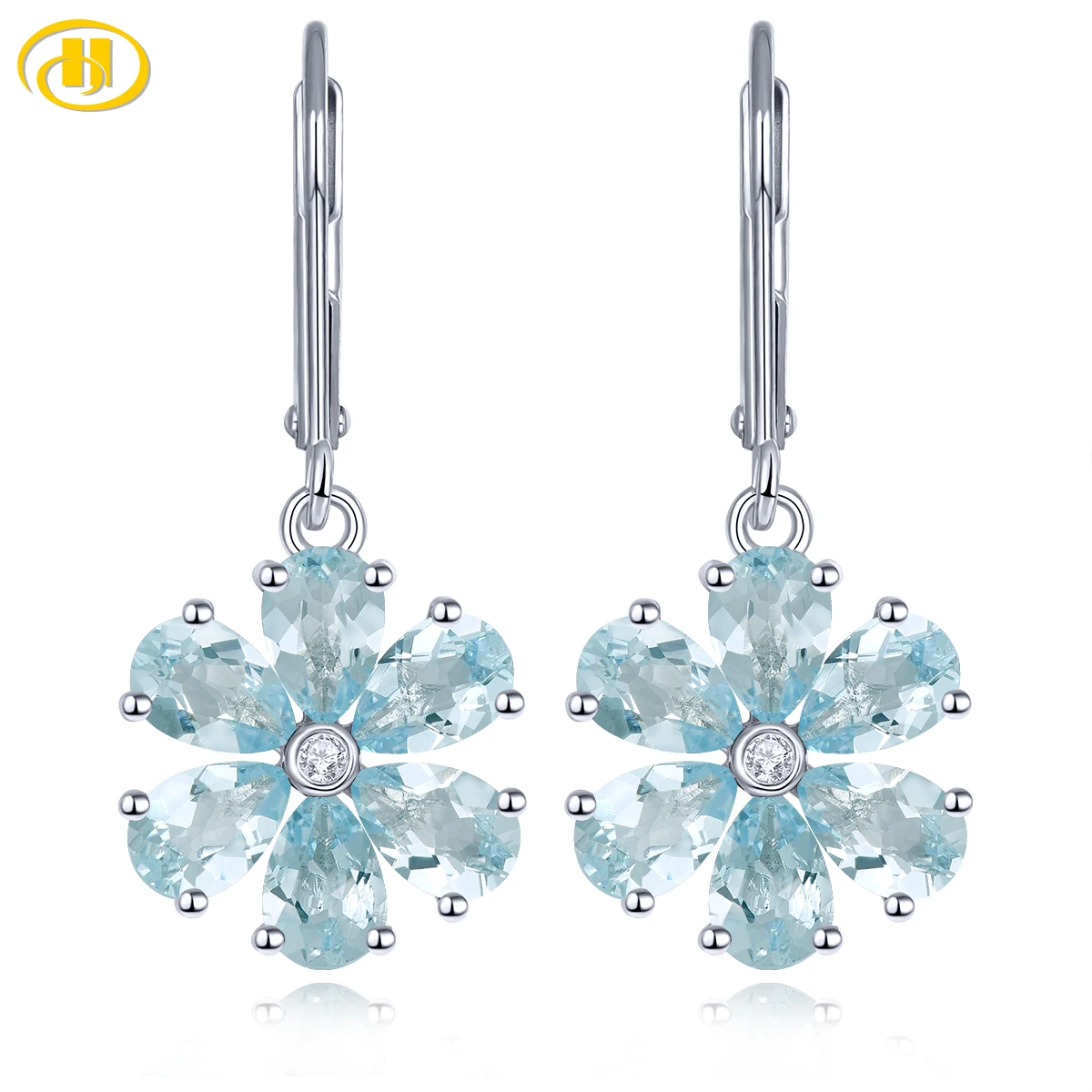 

Natural Aquamarine Solid Sterling Silver Drop Earring 3.9 Carats Genuine Light Blue Gemstone Romantic Jewelry Style Women Gifts