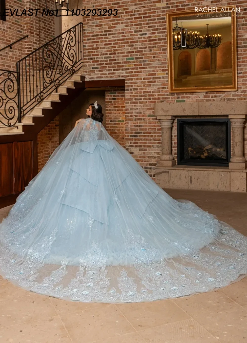 EVLAST 맞춤형 글리터 핑크 퀸세아네라 드레스 볼 가운 플로럴 아플리케 비딩 러플스 스위트 16 베스티도스 데 15 아뇨스 E1QN759