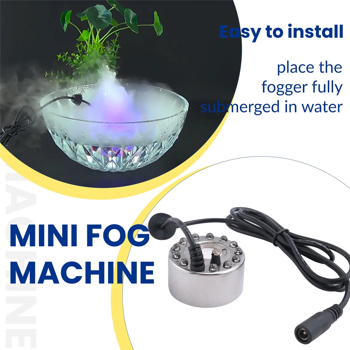 

AAAL Mist Maker with LED Light Funny Fish Tank Accessories Decoration Mini Fogger for Reptile Terrarium Fountain Planted