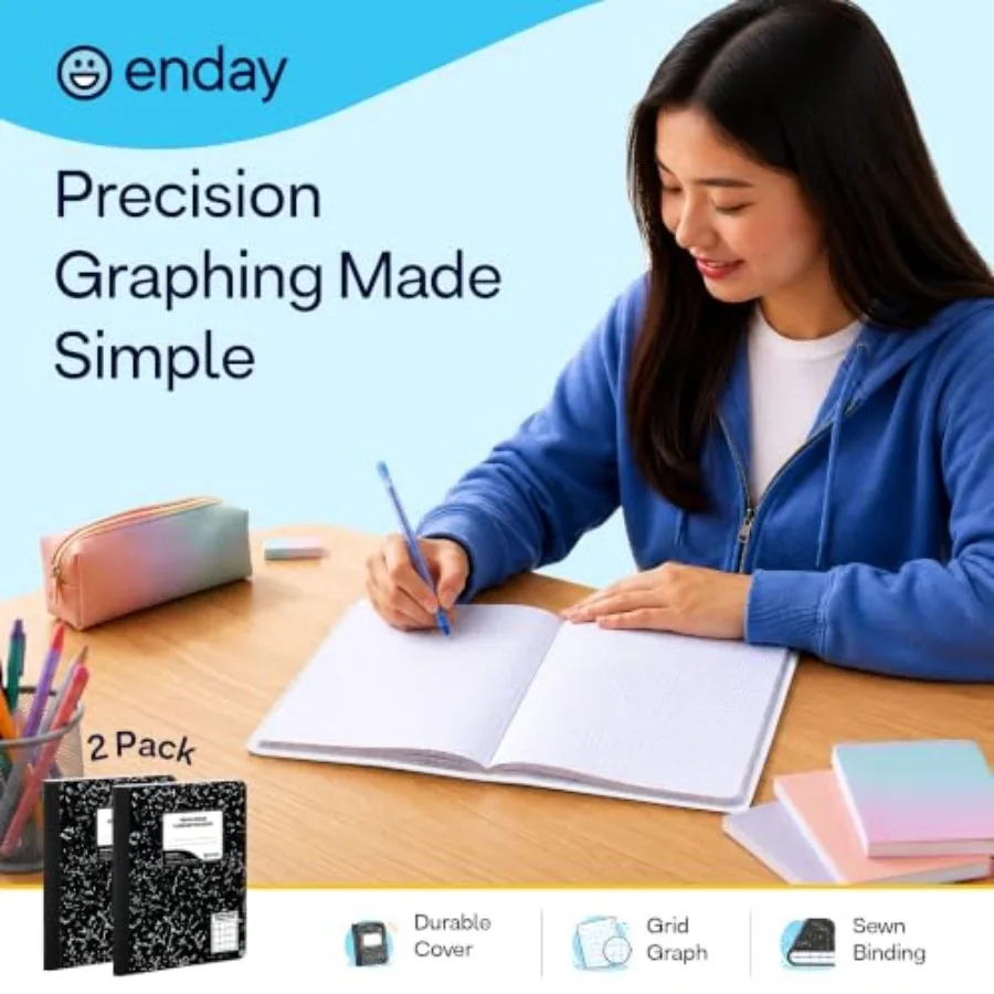 Quad Ruled Composition Notebook 2 Pack Quad Ruled Black Marble Composition Notebook 200 Pages (100 Sheets), 4x4 Grid Graph Pape