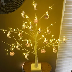 60cm Ramadan Decoration White Birch Tree with LED Lights EID Mubarak Table Home Decorations Islamic Muslim Kareem Party Supplies