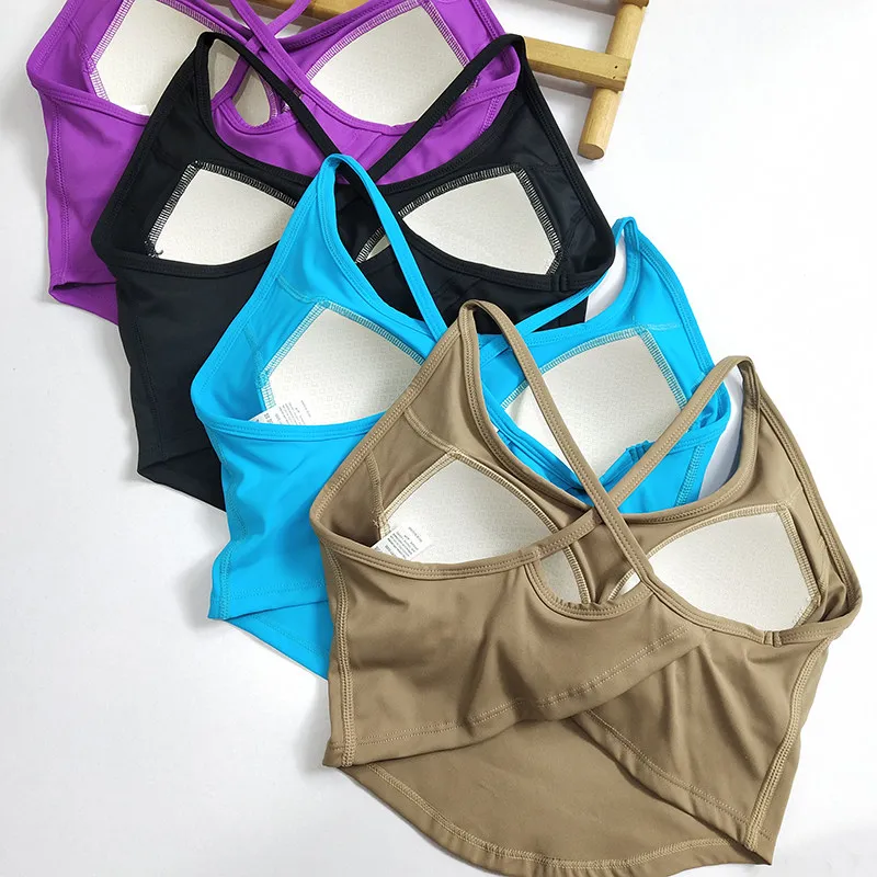 Women's Seamless Yoga Sports Bra - Criss Cross Back, No Cup Shifting, Sexy Pilates Workout Tank Top