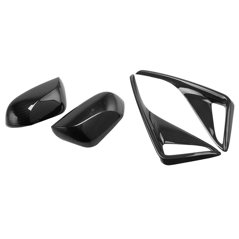 4 Pcs For Toyota C-HR 2016-2018 Car Accessories: 2 Pcs Rear Fog Lamp Cover Trim & 2 Pcs Rearview Side Mirror Cover Trim