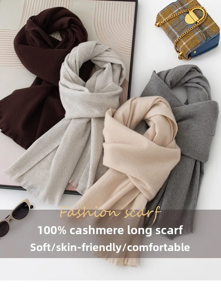 

luxury New 100% Cashmere Plain Scarf Women Winter Warm Shawl Hijab Lightly Felted Neck Warm Fashionable Versatile Head Scarves