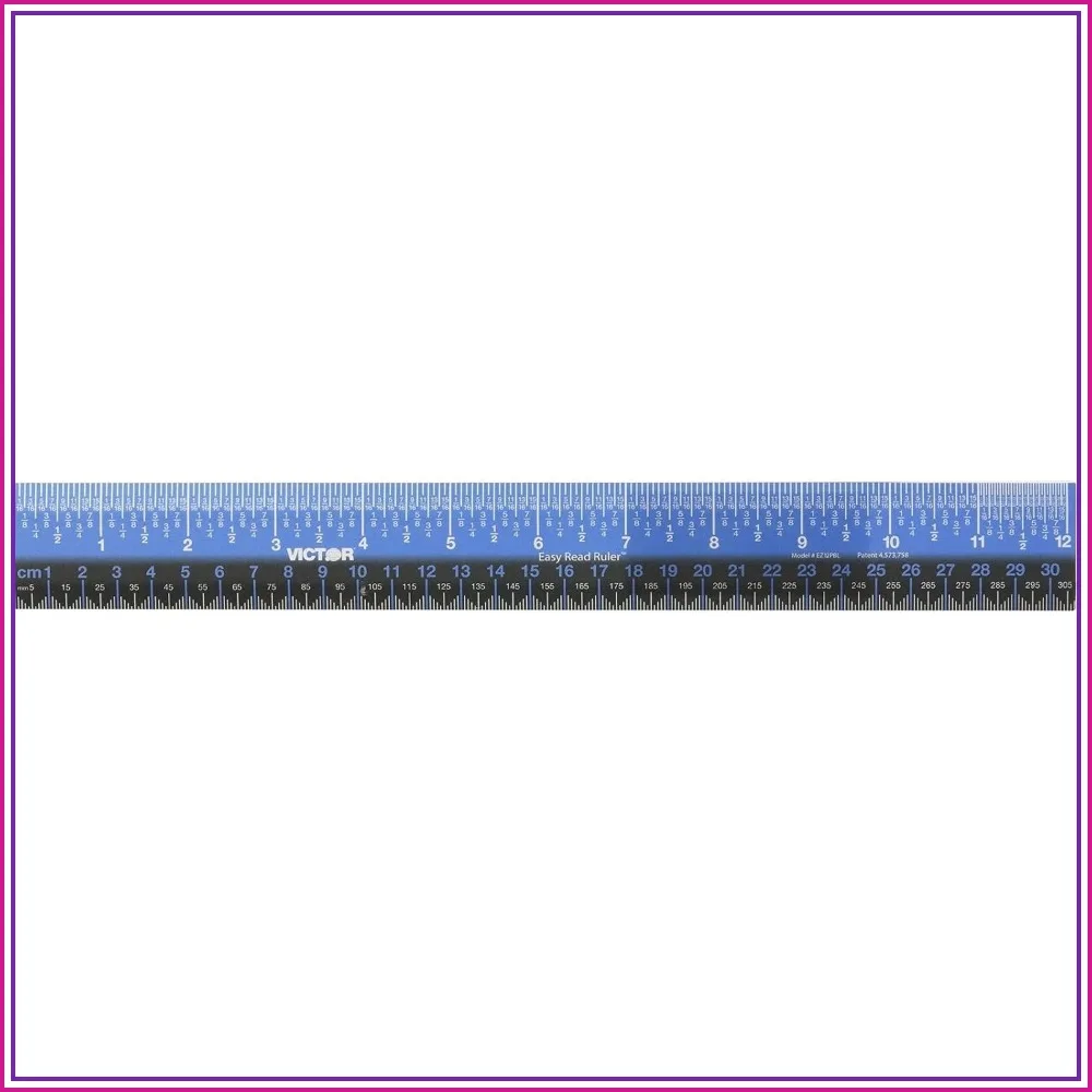 12 Inch Easy Read Ruler: Inches, Centimeters, Millimeters, Dual Color, Blue/Black