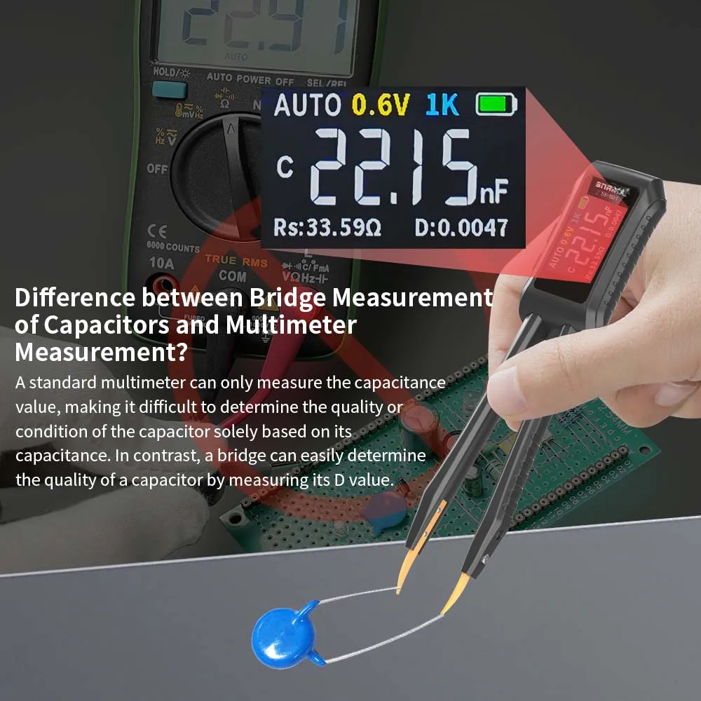 Imagem -06 - Snakol Sk-bd1 Mini Pinça Inteligente Lcr Smd Esr Testador Resistência Capacitância Indutância Continuidade Diodo Teste Ferramentas de Medição