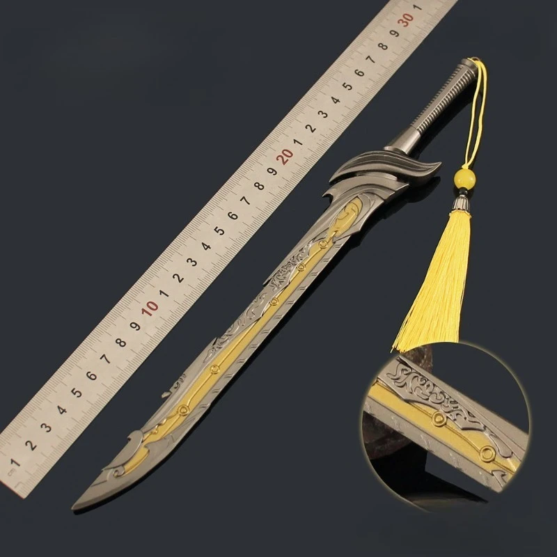 30cm/11.81in Game for Peace Peripherals Melee Weapons Black and Gold Knives Model Swords Toys Alloy Collectibles Ornaments Gift