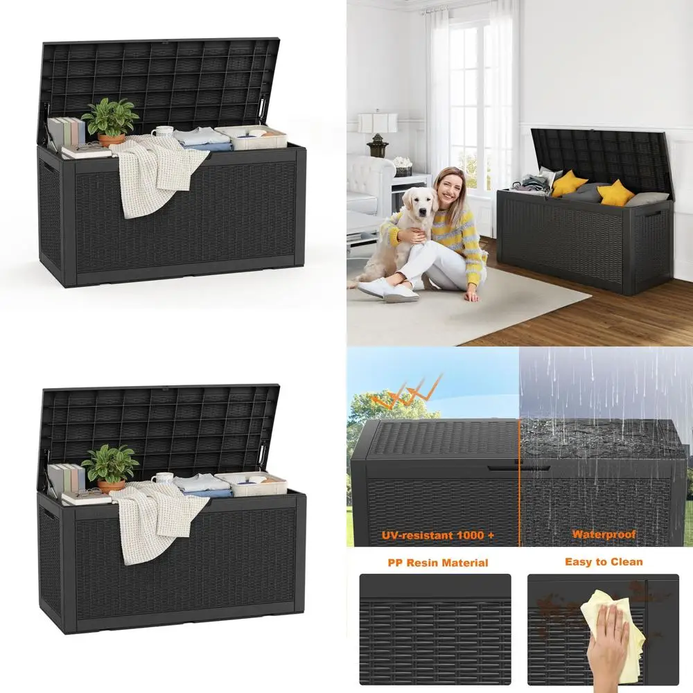 

Водонепроницаемый ящик для хранения на открытом воздухе — мебель для патио, садовые инструменты, подушки, аксессуары для бассейна с запирающейся крышкой и ручками (B