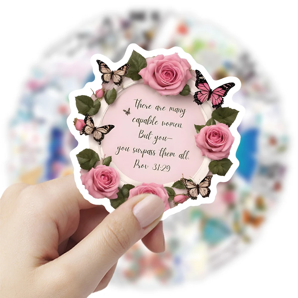 

10/30/54pcs Cartoon Jesus Bible Phrase Stickers Vintage Graffiti Decals Decoration Water Bottle Diary Luggage Phone Sticker Toy