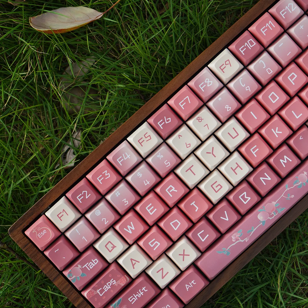 127Keys Pink Keycap Personality XDA Height PBT  Pomegranate Red Theme Small Complete Set For Mechanical Keyboard Diy Keycaps