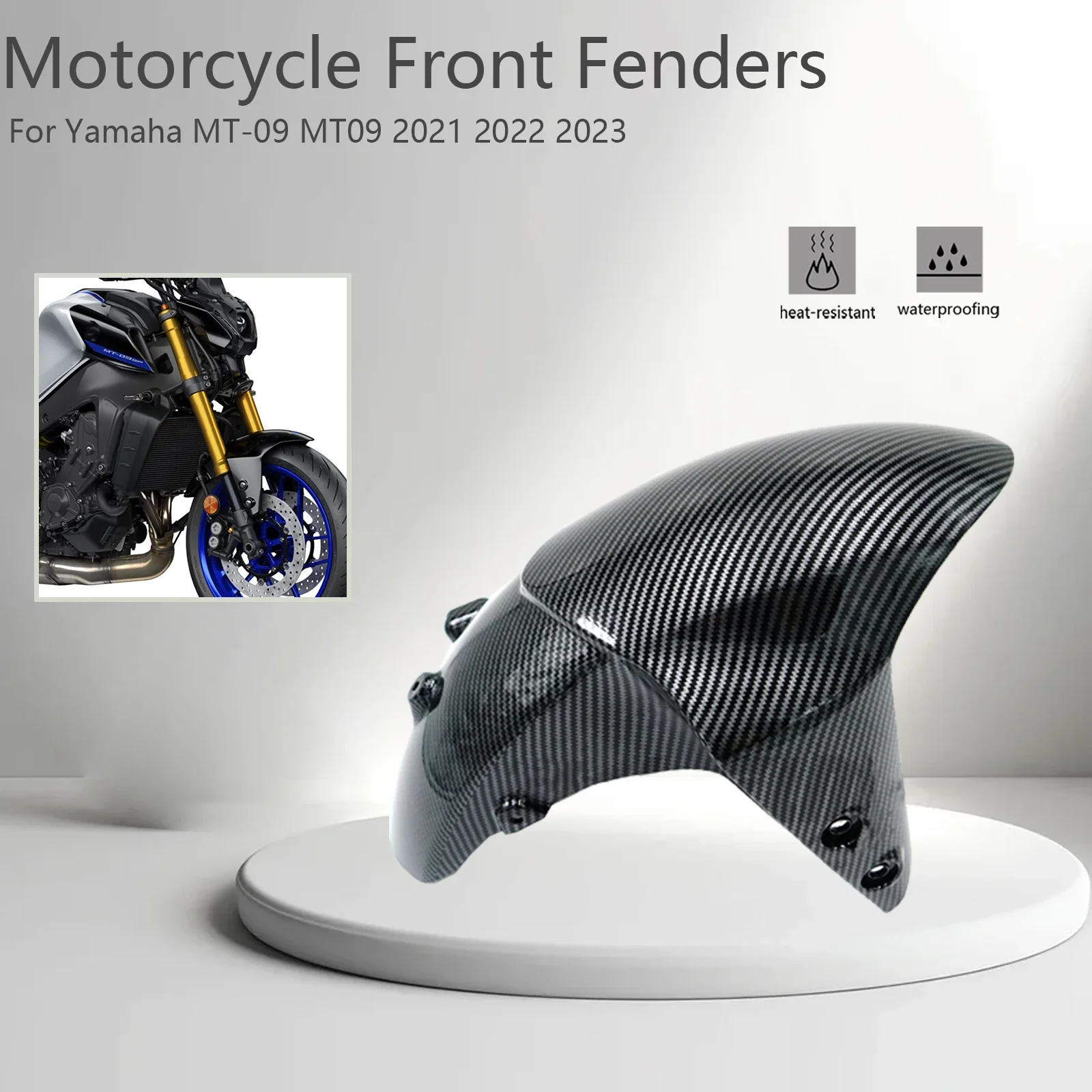 

For Yamaha MT-09 PS FZ-09 MT09 FZ09 mt09 2021 2022 2023 New Motorcycle Front Fender Mudguard ABS Carbon Fiber Accessories