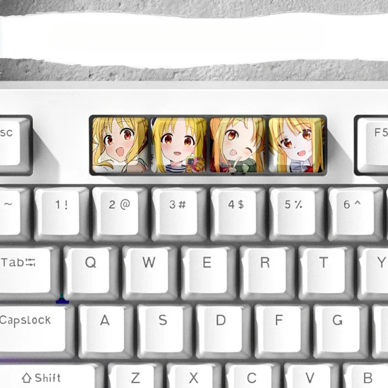 4pcs Bocchi The Rock Keycap Personalized Customization Yamada Ryō Ijichi Nijika Mechanical Keyboard Keycap PBT Anime Game Keycap