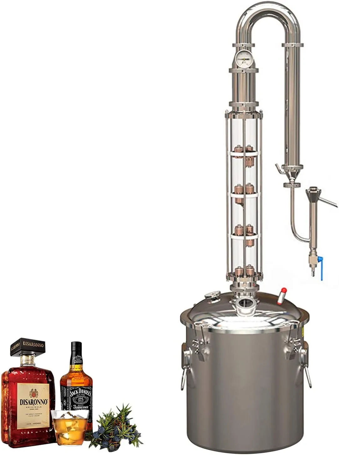 Still 13.2Gal/50Litres Stainless Steel Wine Making Kit Water Distiller Home Brewing Kit for DIY Whisky Wine Brandy Gin Vod