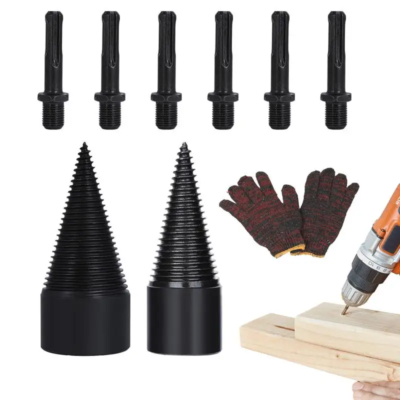 Wood Splitter Drill Bit 9pcs Drill Cone Splitter For Household Cone Splitter For Household Twist Firewood Drill Bit Heavy Duty