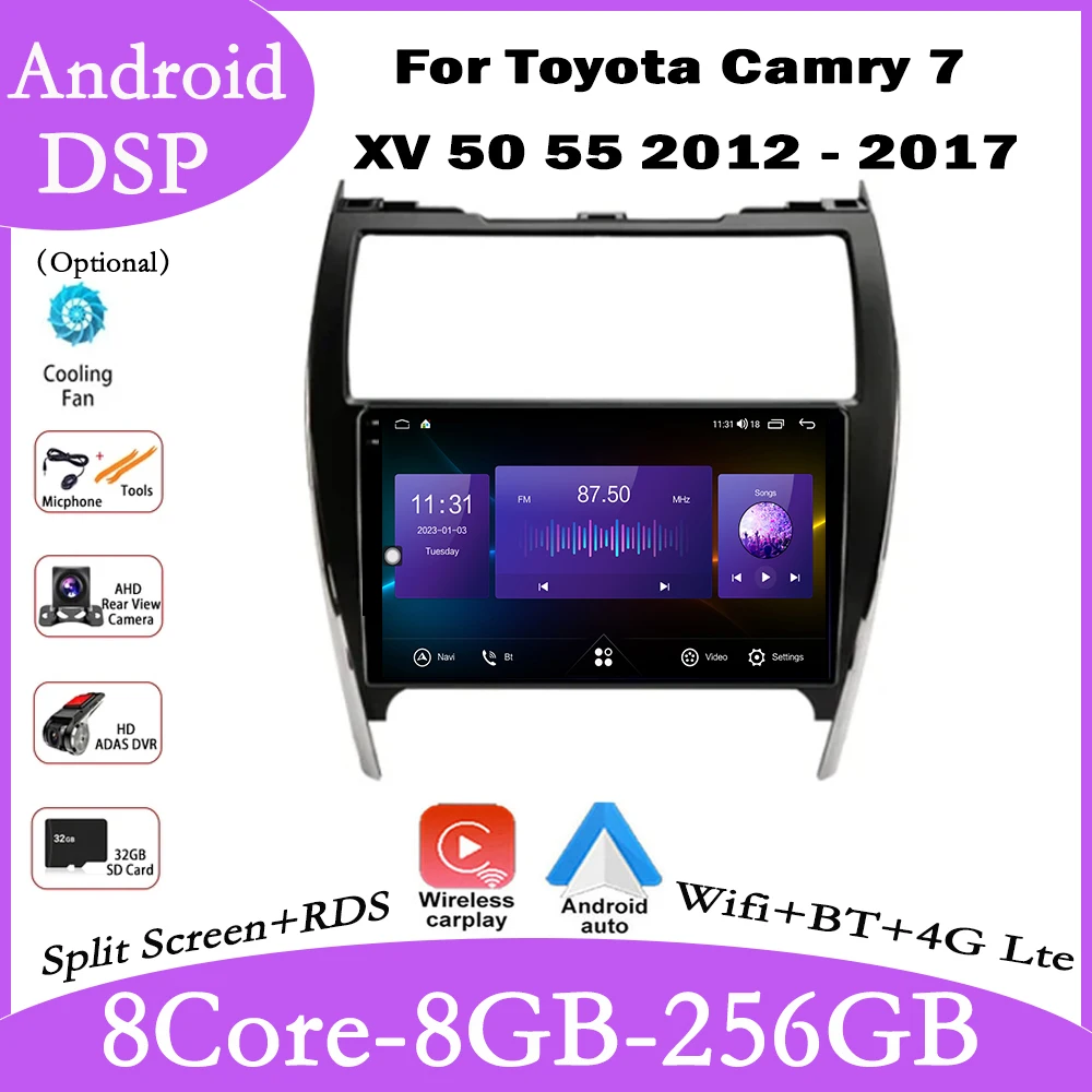 

10 lnch для Toyota Camry 7 XV 50 55 2012 - 2017 автомобильный видеоплеер Carplay GPS QLED IPS навигация мультимедийный стерео