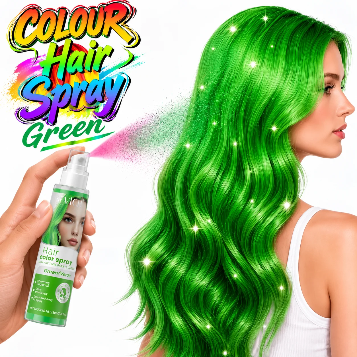 30ml Temporary Hair Dye Spray Washable Hair Color 8 Colors DIY Quick Dry One-Time Styling for Halloween Cosplay Party Festival