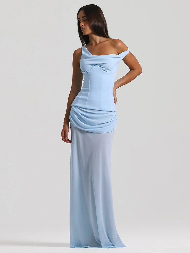 Elegantes weißes One-Shoulder-Abendkleid mit drapiertem Design, formelle Veranstaltungen für Damen, Sommerkleid, modisches ärmelloses Hochzeitskleid