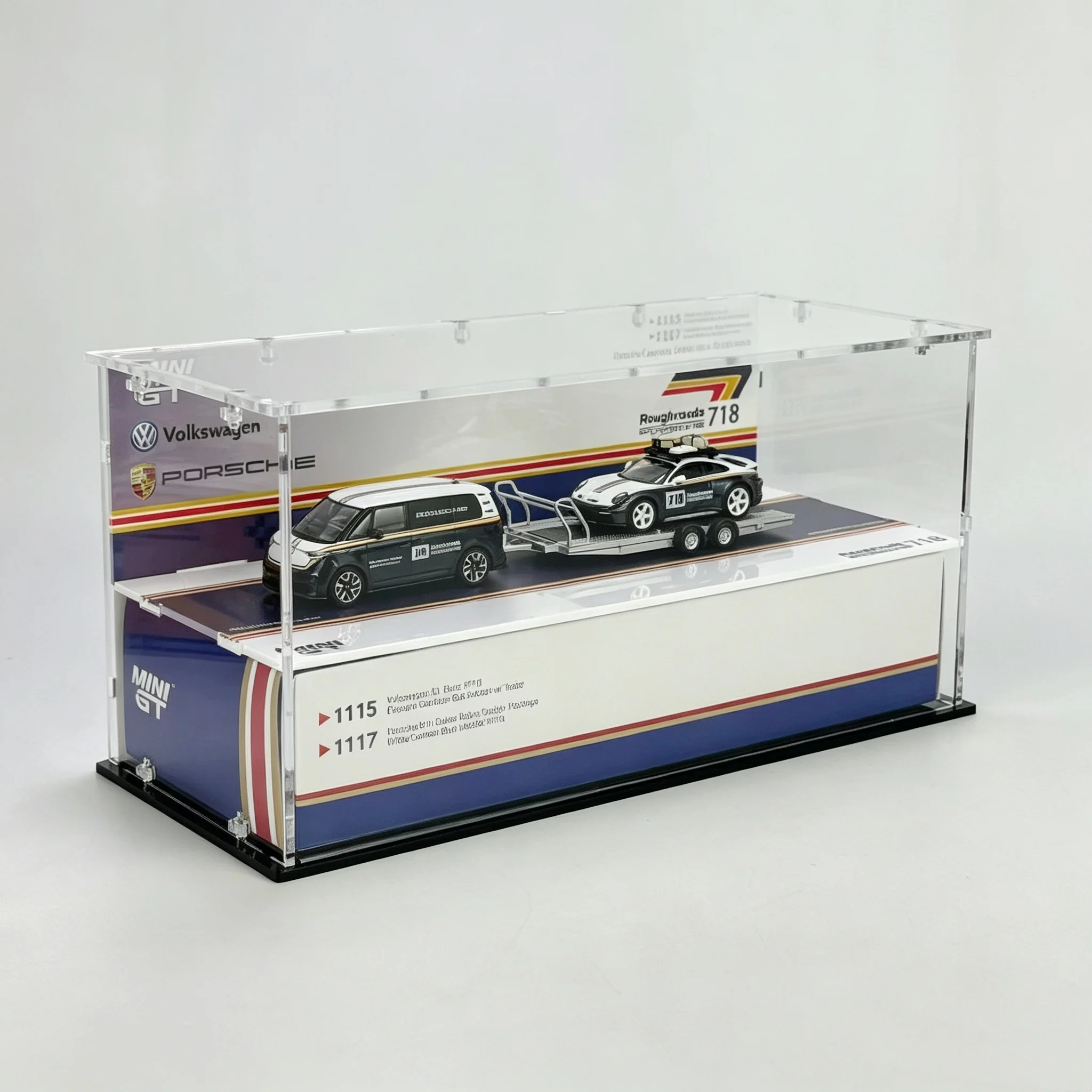 :64 GT  911 Dakar Set Dustproof Display Box Storage Organizer Collectible Car Case
