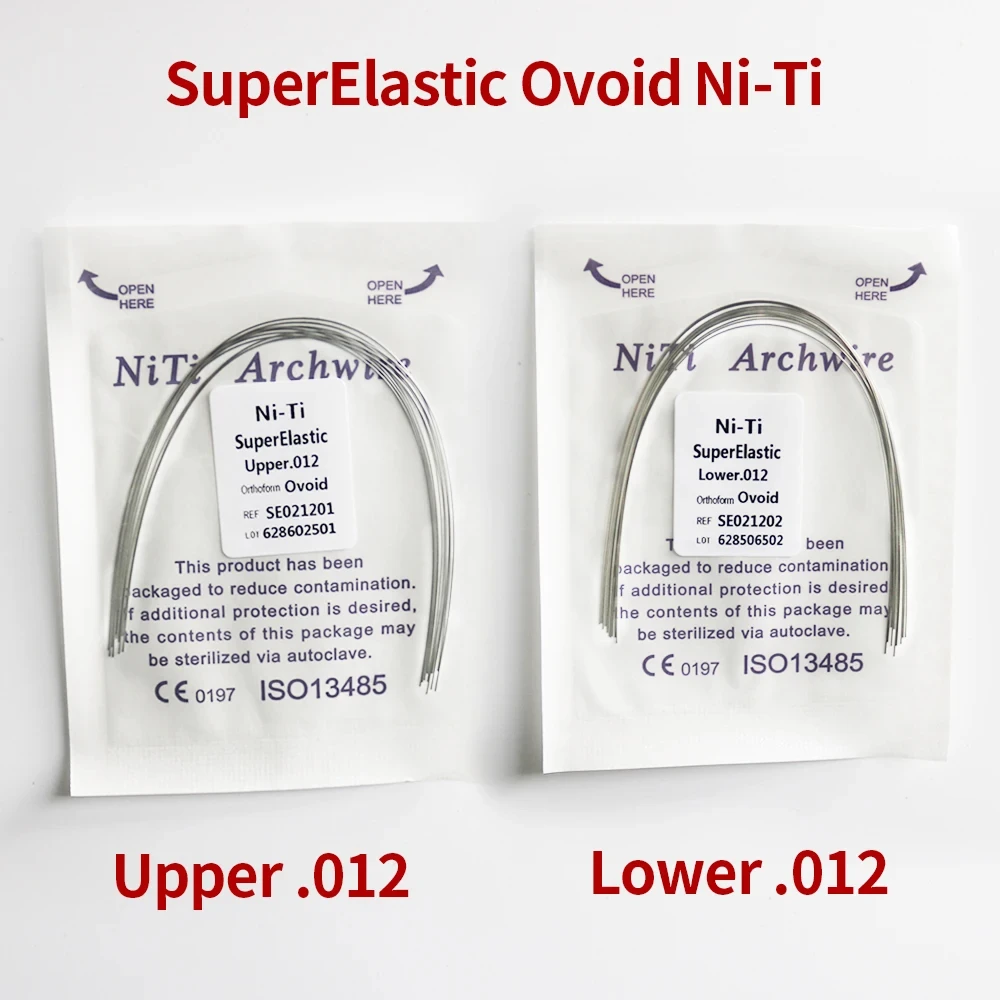10Pcs/Pack Dental Arch Wires Orthodontic Super Elastic NITI Round Rectangle Archwire Lower/Upper 012/014/016/018/020/16x16/16x22