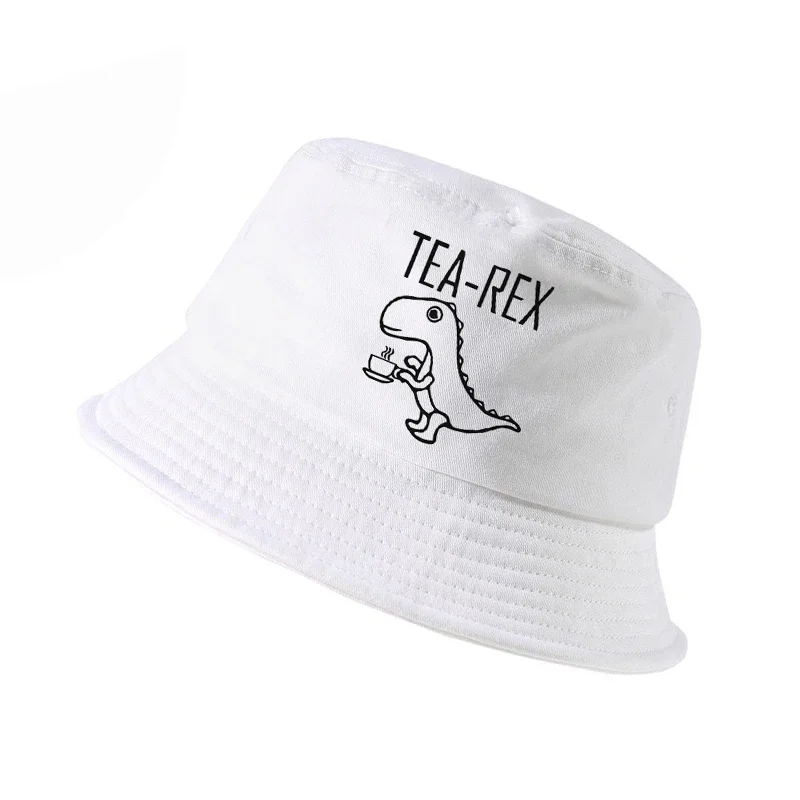 

Tea rex fisherman hats funny joke pun jurassic dinosaur drink coffee novelty gift panama bucket hat summer fishing hat
