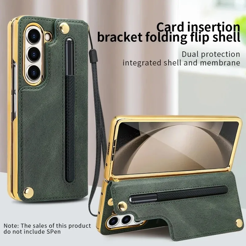 

Full-coverage Protective Flip Leather Suitable For Samsung Galaxy Z Fold6 Fold5 Fold4 phone case Tempered Glass Film Card Holder