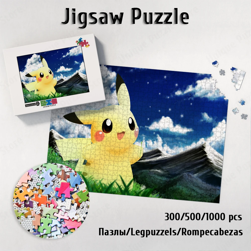 

Japanese Style Anime Jigsaw Puzzle Pikachu Cute Games and Puzzles Pokmon Cartoon Toys Hobbies Large Adult Jigsaw for Children