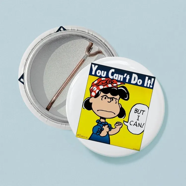 Lucy the Riveter Mini Button Brooch Cartoon Creative Clothes Jewelry Women  Gift Hat Cute Badge Lapel Pin