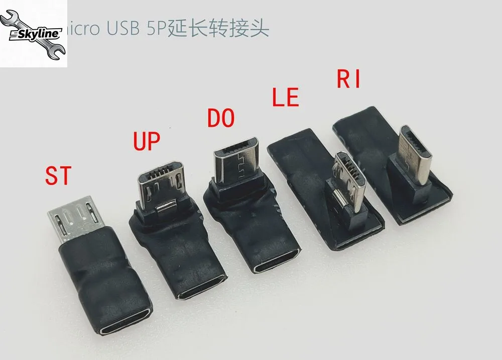 5-Core Micro USB Male-to-Female Extension Cable Right Angle Tablet Male-to-Female Android Elbow