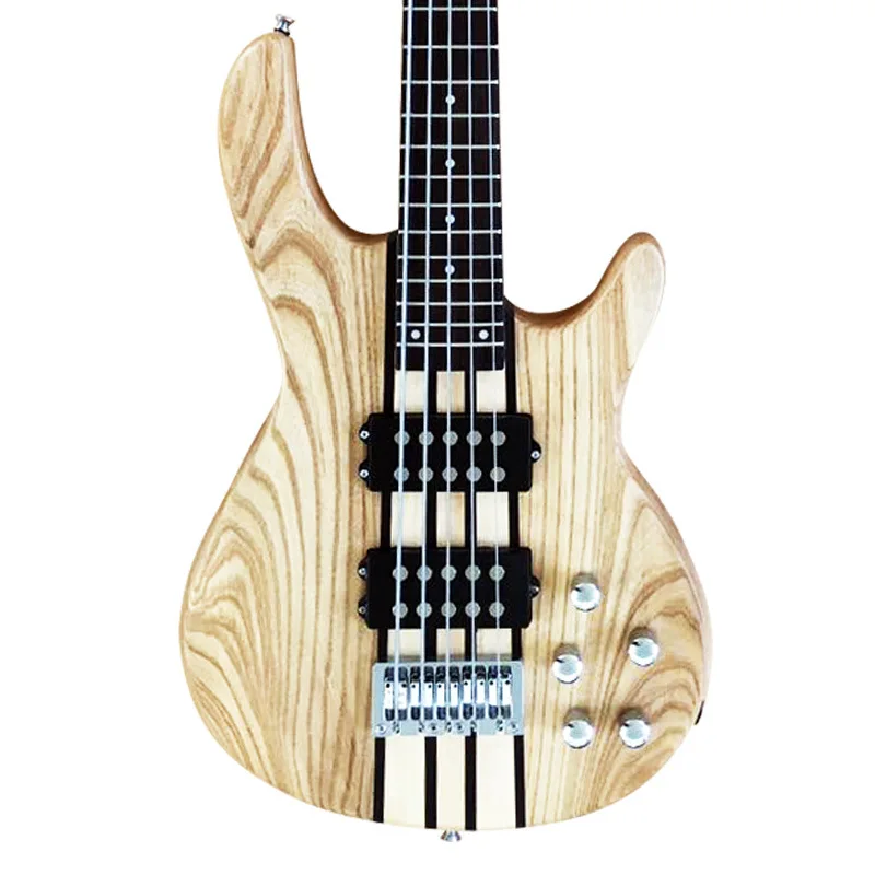 5 Strings Electric Bass Wood Color Electric Bass Guitar with Rosewood Fingerboard Provide Customized Service