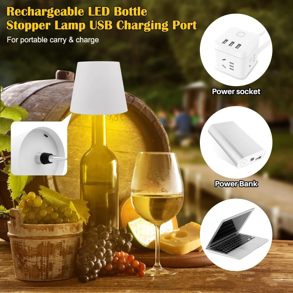 Lámpara de mesa de botella inalámbrica con carga USB, Control táctil de 3 colores/RGB, lámpara de noche con atenuación continua para Bar, botellas de vino, luces de escritorio