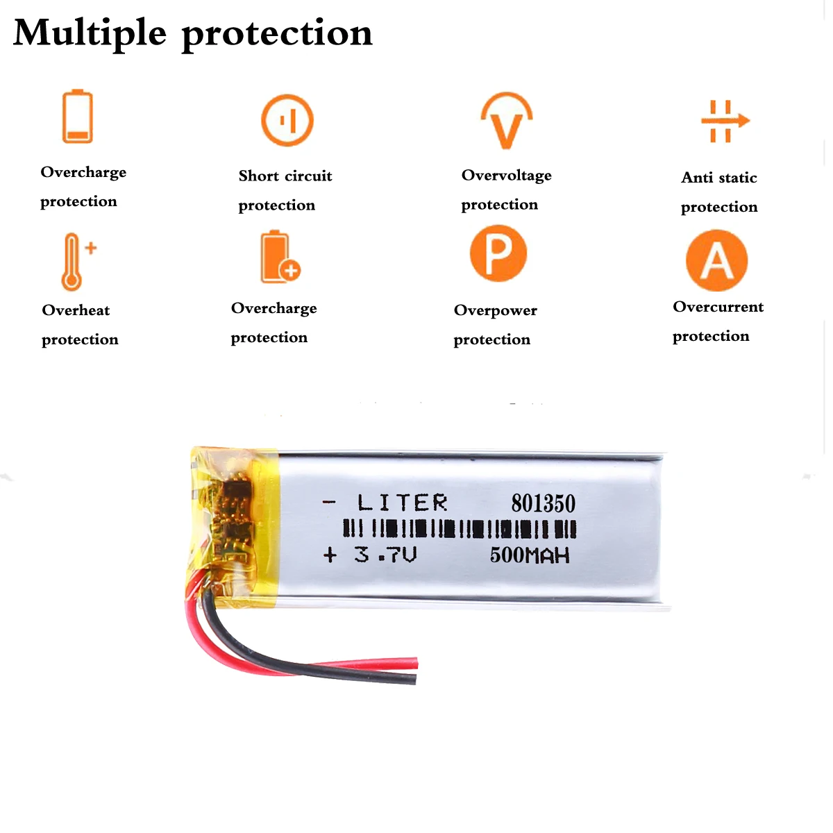 Litrowa bateria energetyczna dobra Qulity 3.7V,500mAH,801350 polimerowa bateria litowo-jonowa/litowo-jonowa do zabawek, POWER BANK,GPS,mp3,mp4