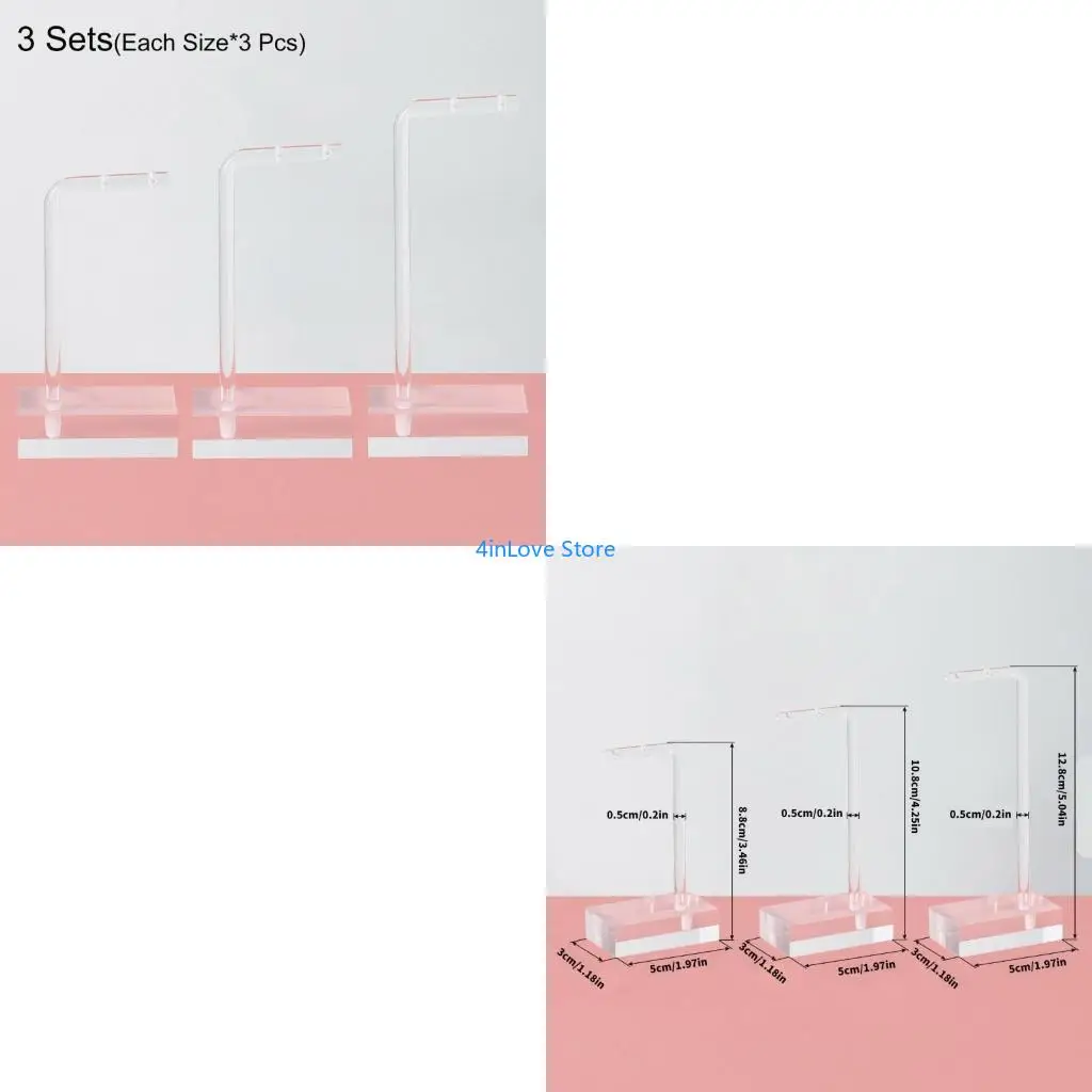 

T4MD 3Pcs Portable Clear Acrylic Earring Display Stand Set 3 Sizes Jewelry Holder for Retail Photography and Home Storage