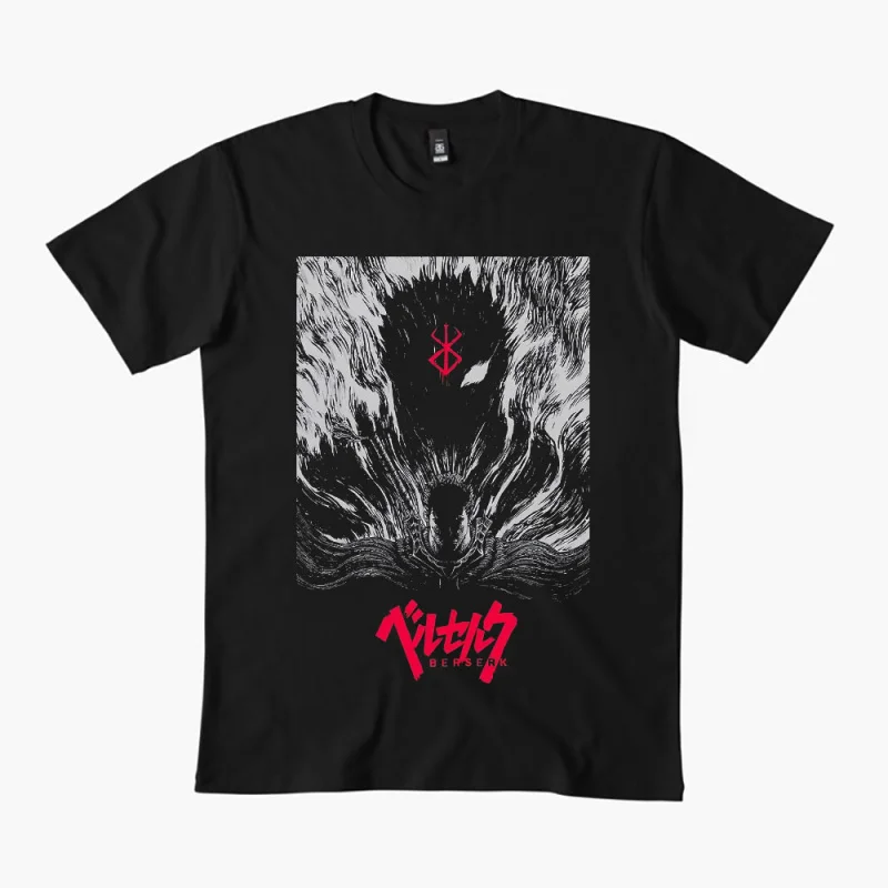

0325 Guts Berserk Japanese Anime Gift t shirt 100% cotton print clothing Swordsman Manga Graphic Tee Y2K clothes Large size Tops