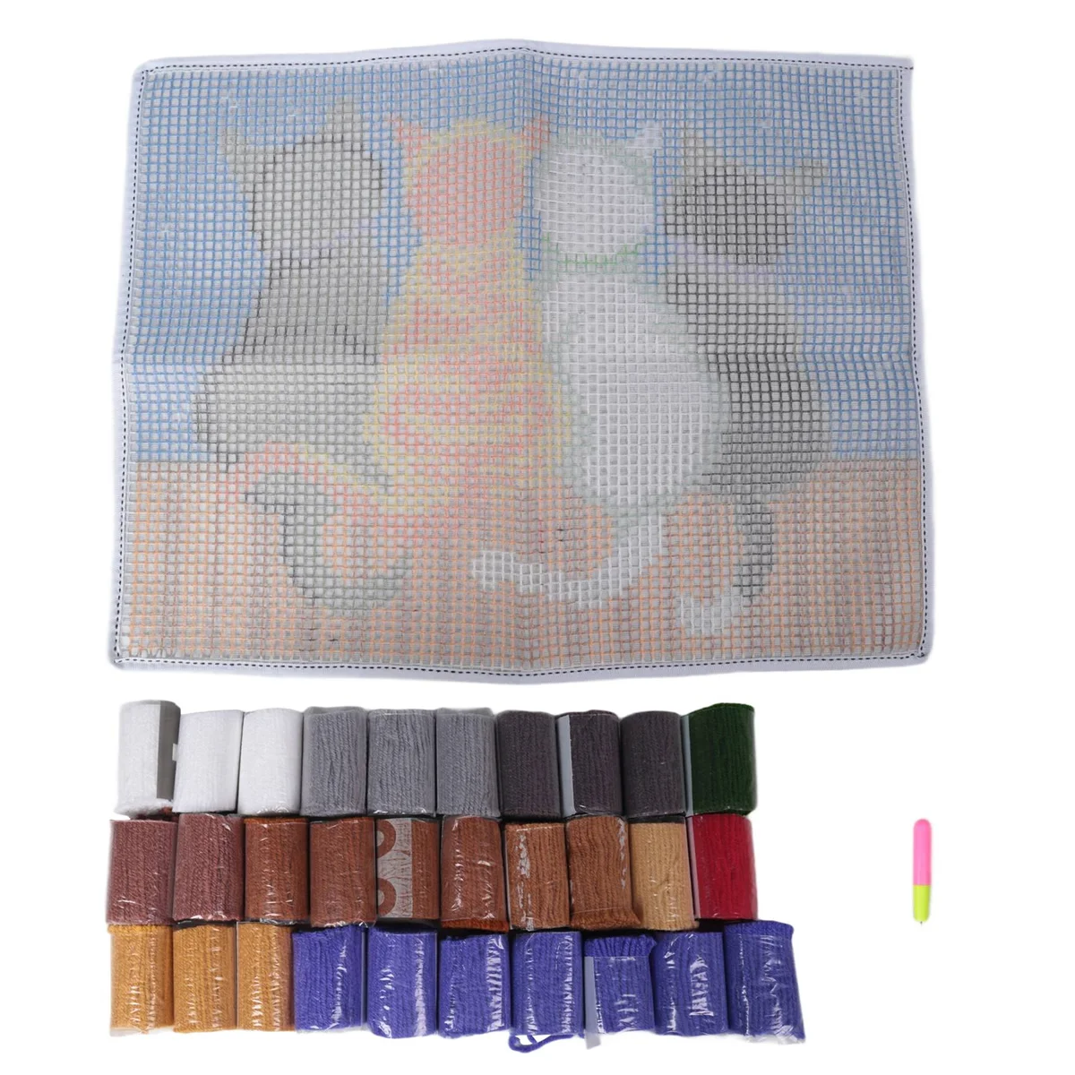 

AB06 Latch Hook Rug Kits Crocheting Carpet Rug Cats Yarn Pre-Printed Canvas Cushion Mat Crochet Tapestry Sofa Decor