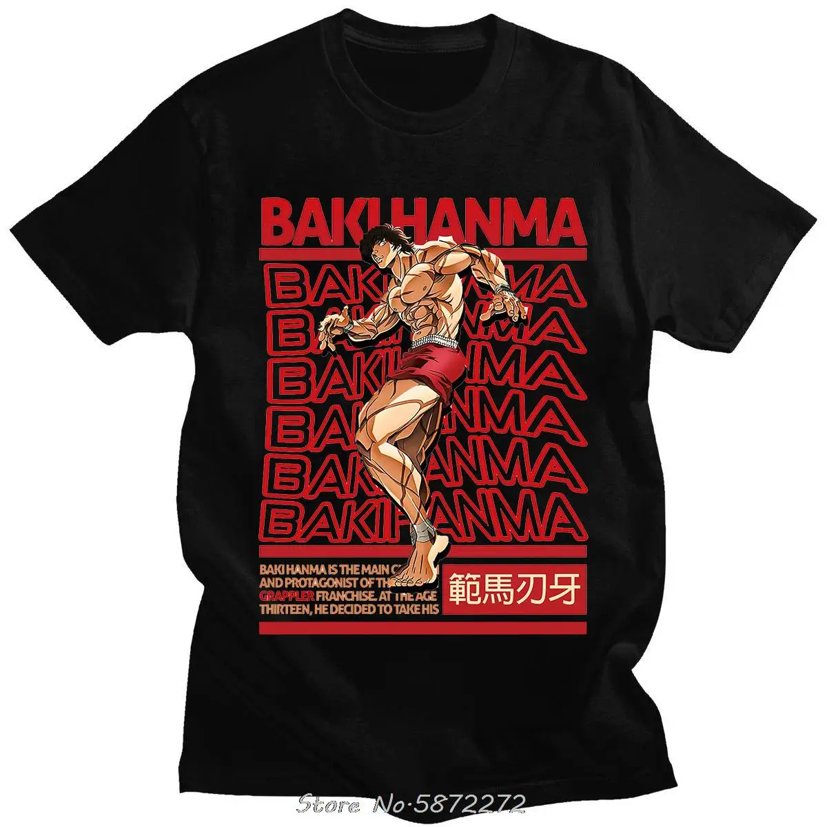 Grappler-Camiseta de Manga para hombre y mujer, camisa de Anime japonés, ropa de calle, Tops de gran tamaño, Baki Hanma Yujiro Dou