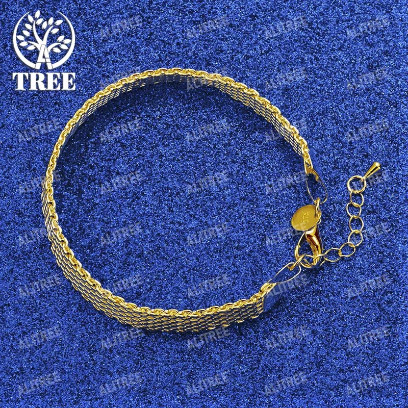 ALITREE 18K złota bransoletka z paskiem do zegarka prezent dla kobiety mężczyzna urodziny wesele biżuteria zaręczynowa szerokość 10mm łańcuszek — zdjęcie 6