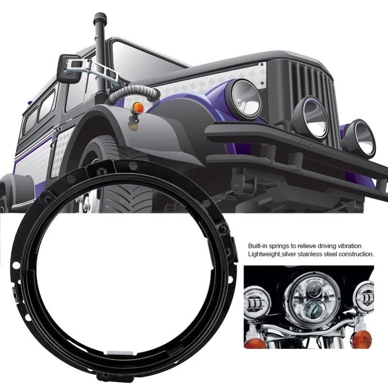 

7-дюймовый монтажный кронштейн с круглым кольцом для автомобильных фар для Jeep Wrangler (черный)