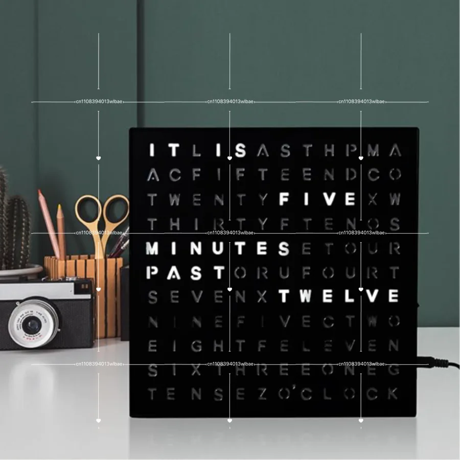 Fashionable Desktop Ornaments, Timed Lightbox, Electronic Lightbox, English Clock, LED Alphabet, Creative Gift