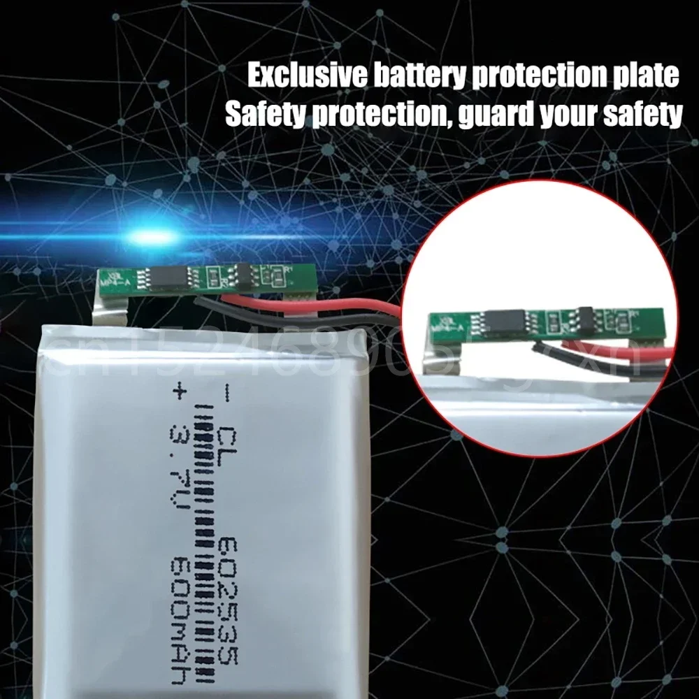 จัดหาแบตเตอรี่ลิเธียม แบตเตอรี่ลิเธียมโพลิเมอร์แบบชาร์จไฟได้ 602535   600mah 3.7V สําหรับ MP3 MP4 MP5 GPS PSP กลางชุดหูฟังบลูทูธ