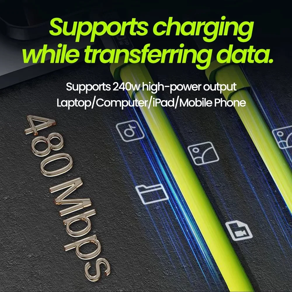 Cavo dati di ricarica rapida USB con display digitale PD 240W Cavo di ricarica rapida per telefono cellulare da USB/tipo C a tipo C per Huawei Xiaomi