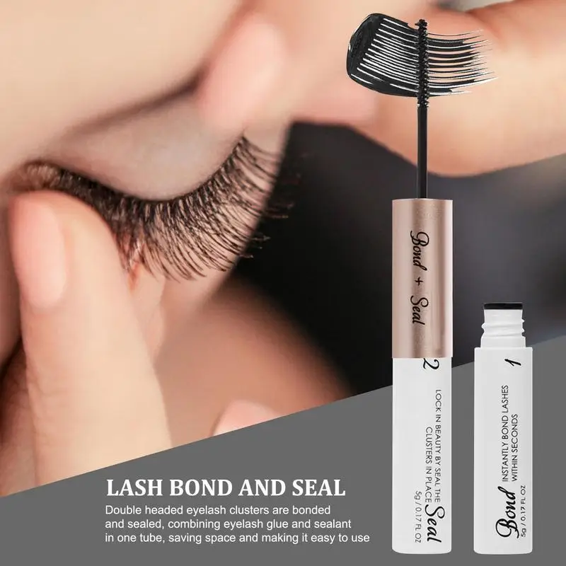 Lash Bond e Seal Kit de extensão para mulheres, cílios postiços, enxerte Cluster, cabeça dupla, secagem rápida, maquiagem