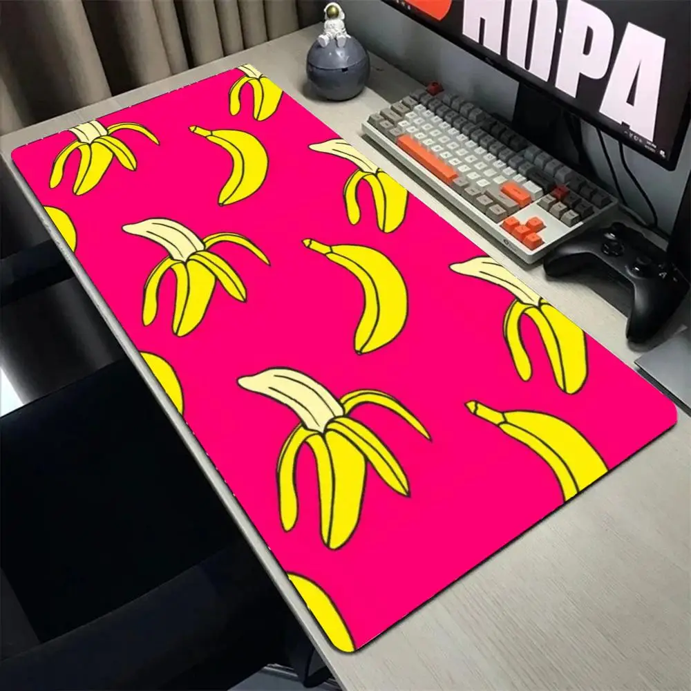 Mauspad mit Bananenmuster, großes Gaming-Mauspad, LockEdge, verdickte Tischunterlage für Computer-Tastatur, Schreibtischunterlage
