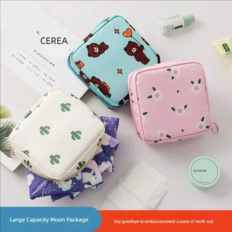 Girls Diaper Sanitary Napkin Storage Bag Nylon Sanitary Pads Package Bags Coin Purse Jewelry Organizer Credit Card Pouch Case