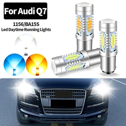 2pcs Canbus No Error LED Daytime Running Light DRL Bulb Lamp P21W BA15S 1156 For Audi Q7 2006 2007 2008 2009 with bi-xenon