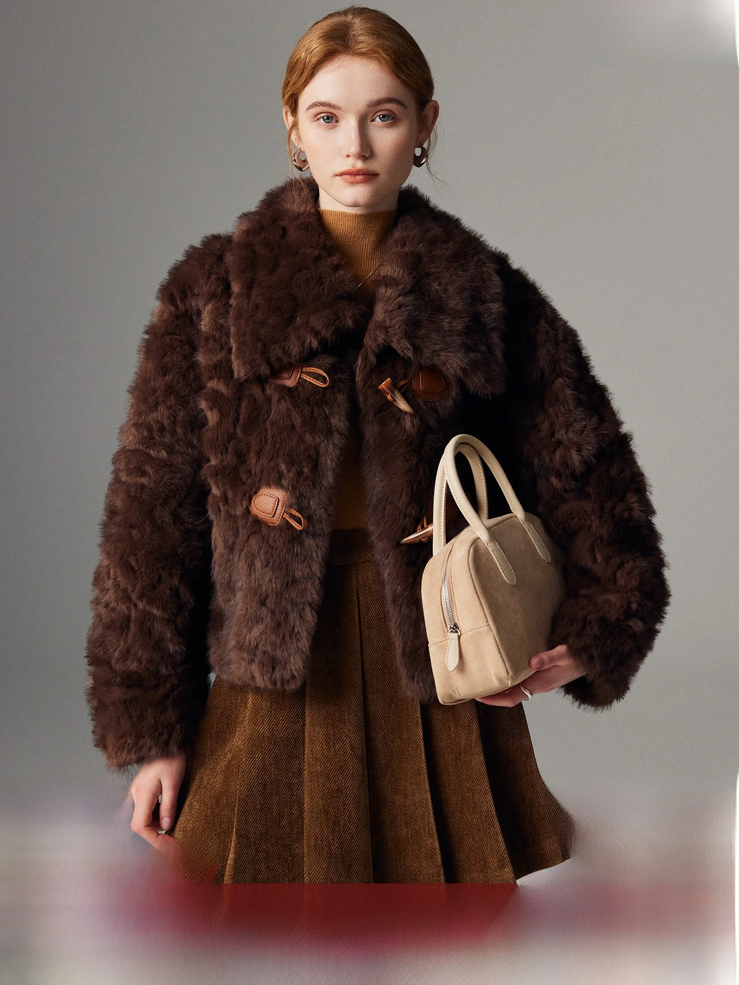 

Экологичная женская шуба из тосканской кожи и меха с пуговицами, корейский стиль, для повседневной носки, короткое пальто