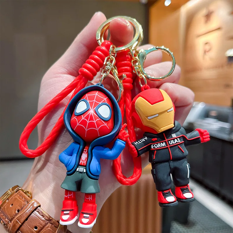 Superhero Spider Man Keychain Avengers Series Captain America Iron Man Hulk Doll Key chain Ring Pendant Fashion Toy Gift for Son