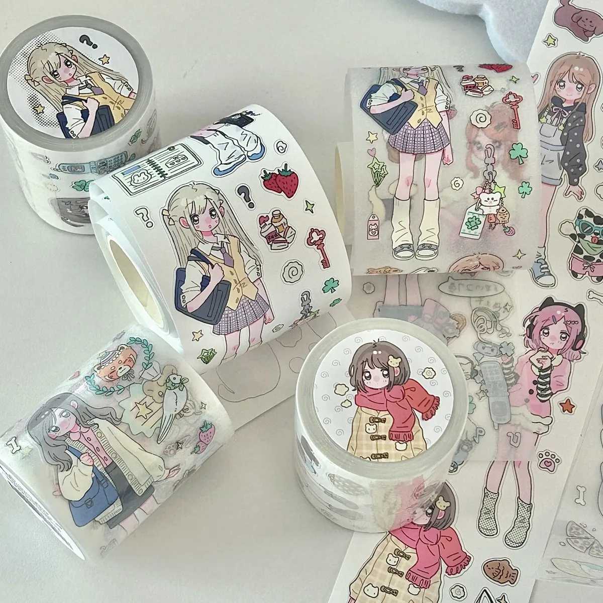 

WakaWaka Kawaii Girl Character Sticker Roll Korean PET Deco Sticker Scrapbook Stickers Deco Stickers Diy Arts Crafts Album